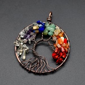 Pendant with 7 Rough Gemstones and Chain